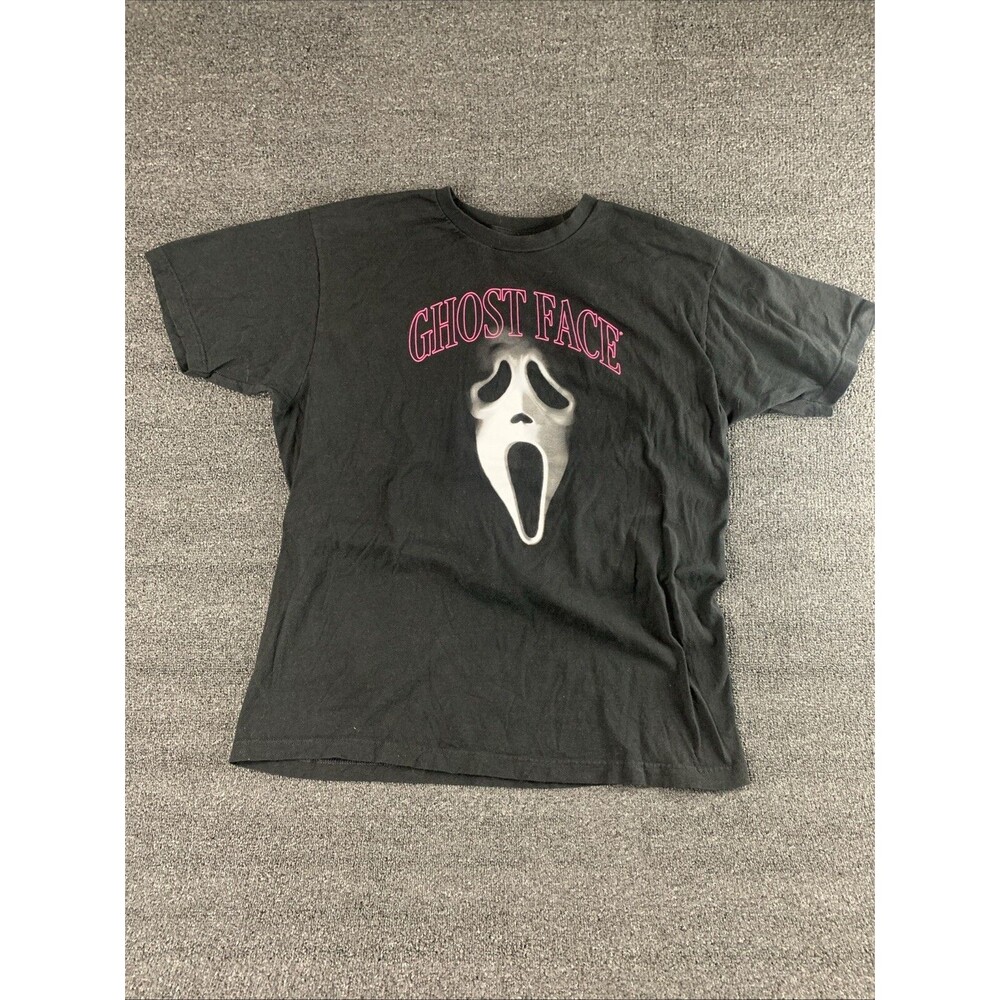 Ghostface Mens XL Ghost Face The Icon Of Halloween Black Crew Neck SS Shirt